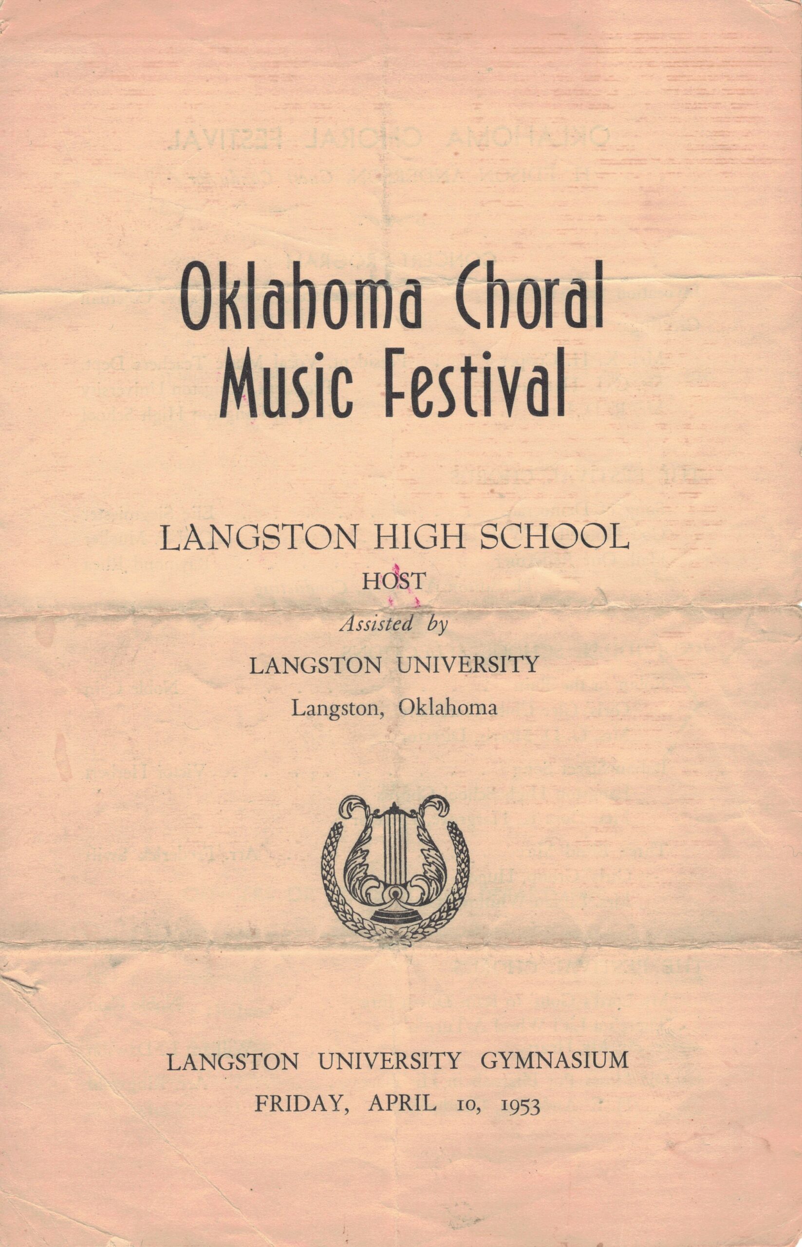 Front page of 1953 Oklahoma Choral Music Festival