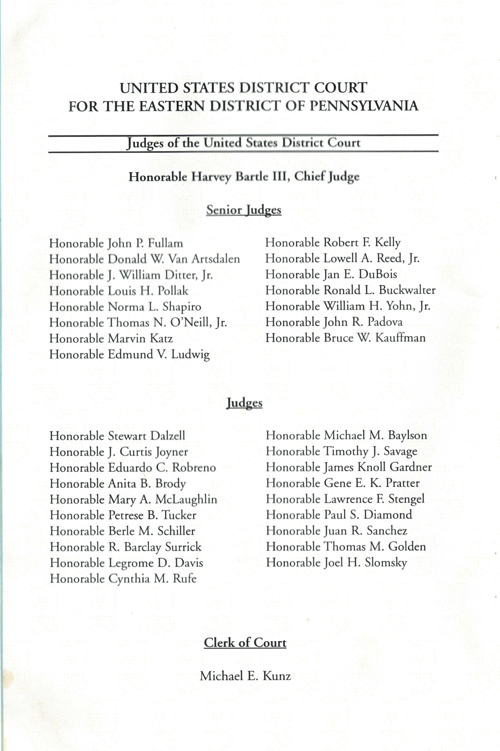 Fourth page of the Jones program pamphlet with list of judges.