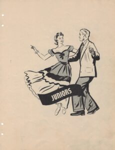 Graphic of man and woman dancing behind header reading "Juniors"